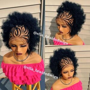 Braided wig Afro kinky with front conrow wig